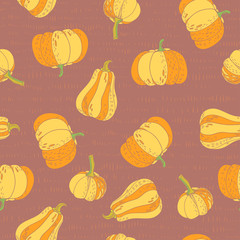 Pumpkins. vector seamless pattern. hand drawn illustration