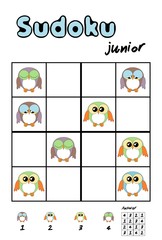Picture sudoku with cute owls. Answer included