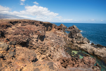 Volcanic landscape. South Tenerife coastline, Canary island, Spain.