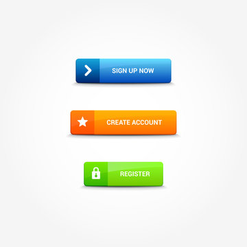 Sign Up, Create Account & Register Web Buttons