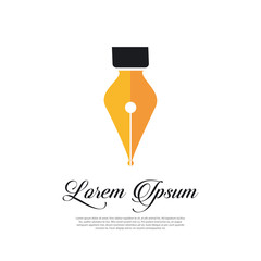 Fountain pen icon vintage style with gold pen