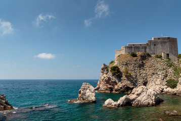 Fototapeta na wymiar Lovrijenac (St. Lawrence) fort on top of tall rock above the Adriatic sea, Dubrovnik, Croatia