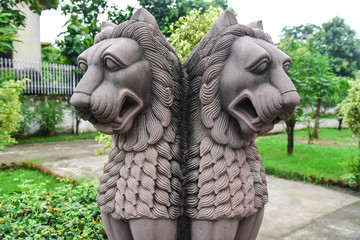 Lion Faces of Ashoka Pillar in India