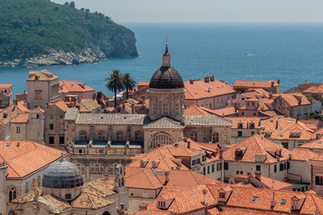 Aerial view of the Assumption Cathedral of Dubrovnik, Croatia