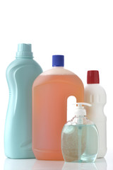 Liquid Detergents / High resolution image of cleaning liquid bottles