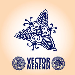 vector set : illustration mehendi, henna tattoo 