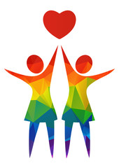 girls couple with heart