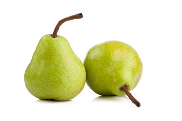 green pears over white background