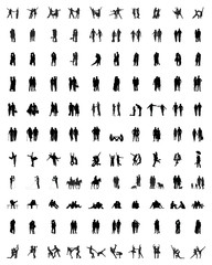 Black silhouettes of couples, vector