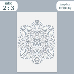 Paper openwork greeting card, template for cutting, lace invitation,  lasercut metal panel, wood carving,  vector illustration