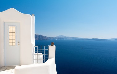 view on aegean sea from Santorini island, Greece