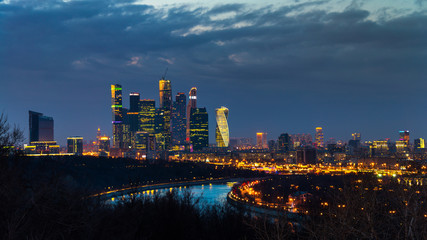 Fototapeta na wymiar Moscow City skyscrapers at night