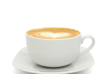 Hot coffee cafe latte in white background
