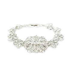 Silver diamond bracelet isolated on white