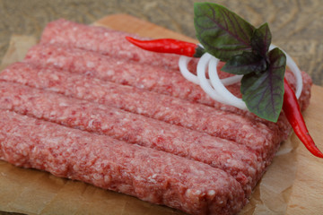 Raw sausages for grill