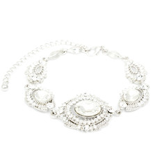 Silver diamond bracelet isolated on white