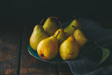 Pears on a plate, still life