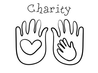 Fototapeta premium Charity. Kids Health. Graphic hand drawn sketch in vector.