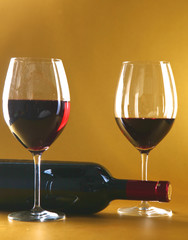 bottle of wine and glass on the table