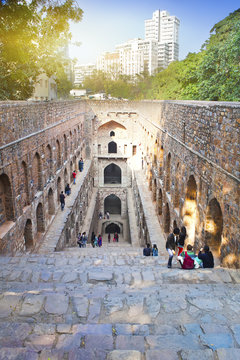 ruins of an ancient well Agrasen ki Baoli, allegedly 12th century. India. Delhi  ..