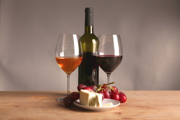 bottle of wine and glass on the table