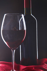 bottle of wine and glass on the table