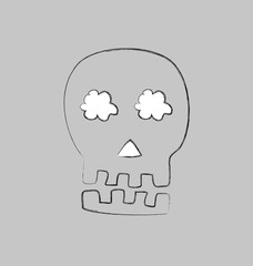 skull with clouds