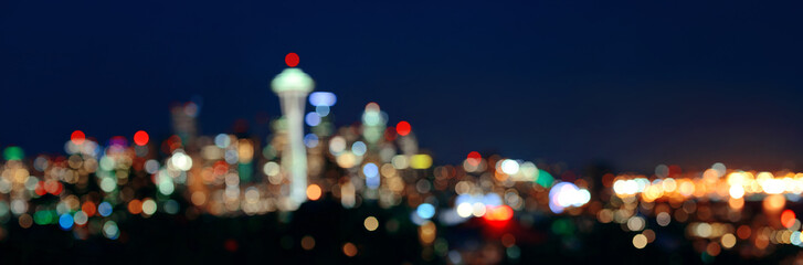 Seattle city skyline night