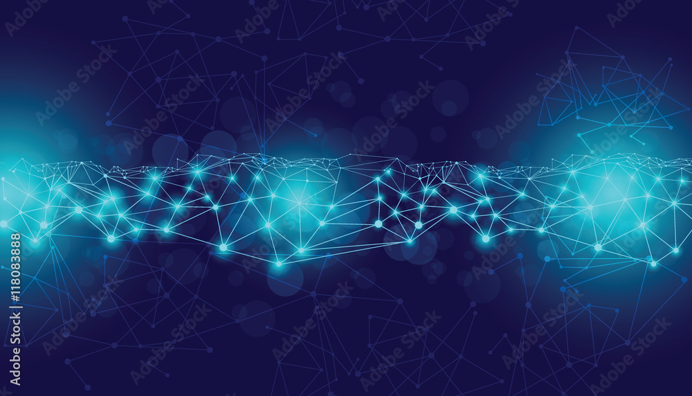 Poster data deep learning hologram ai technology robotic, futuristic cyber social network, system of backgr