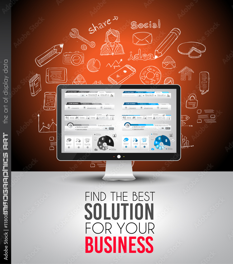 Poster clean infographic layout template for data and information analysis