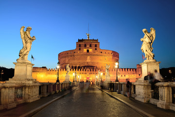 Naklejka na ściany i meble Castel Sant Angelo Rome night
