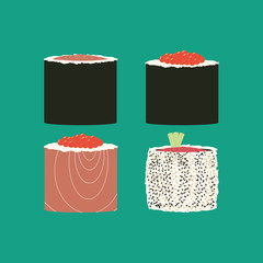 Panele Szklane  Ilustracja zestaw rolek sushi