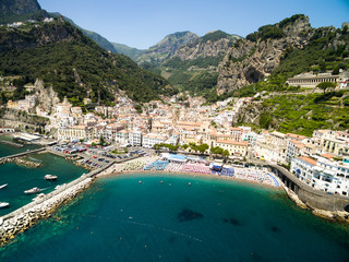 Aerial View of Amalfi in Amalfi Coast, Italy