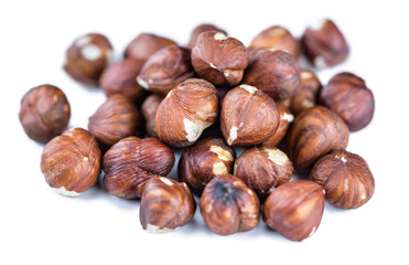 Hazelnuts isolated on white