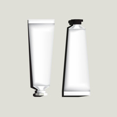 White aluminum tubes for packaging. Mock up ready For Your Design. Vector Illustration