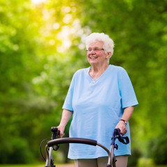 Senior lady with a walker