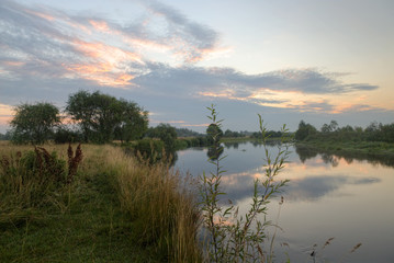 Colorful summer morning on the river