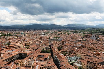 Fototapeta na wymiar Holidays in Florence, View to Church Santa Croce and Synagogue, Italy 