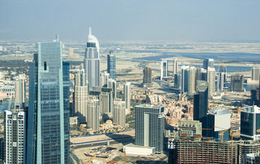 panoramic views of downtown of dubai city