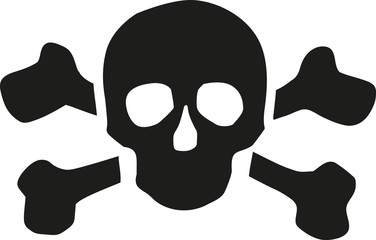 Skull with crossbones behind