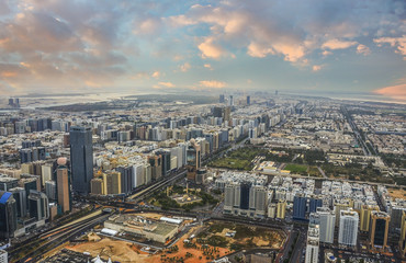 Naklejka na ściany i meble View of Abu Dhabi city, United Arab Emirates by day