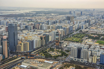 Naklejka na ściany i meble View of Abu Dhabi city, United Arab Emirates by day