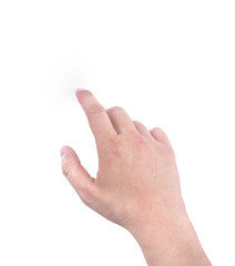 hands of a man showing index finger on white background, hand symbol sign