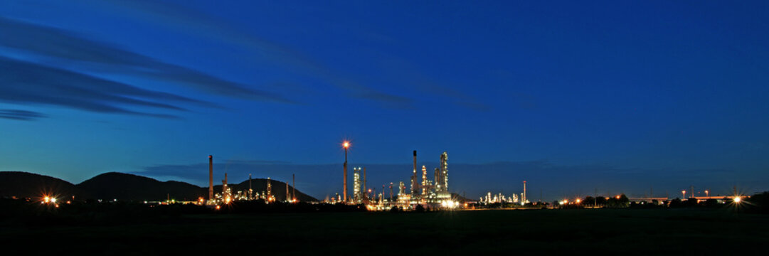 oil refinery with beautiful sky background