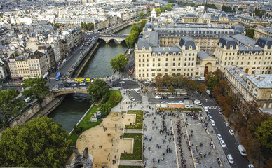 Obraz premium Paris Panorama. View from Cathedral Notre Dame de Paris. France.