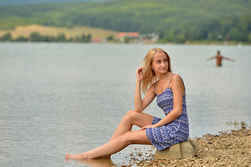 Young woman enjoying water