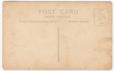 Old blank post card isolated on a white background
