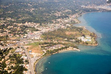 Aerial view of the sea cost of Corfu, Greece