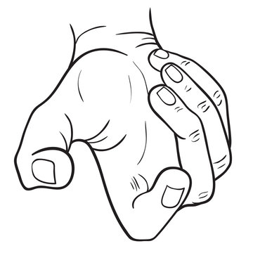 Hand with thumb finger, symbol hands. Vector Illustration Template of the gesture of the hand which holds the object.