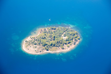 Aerial view of the small island next to Corfu, Greece 